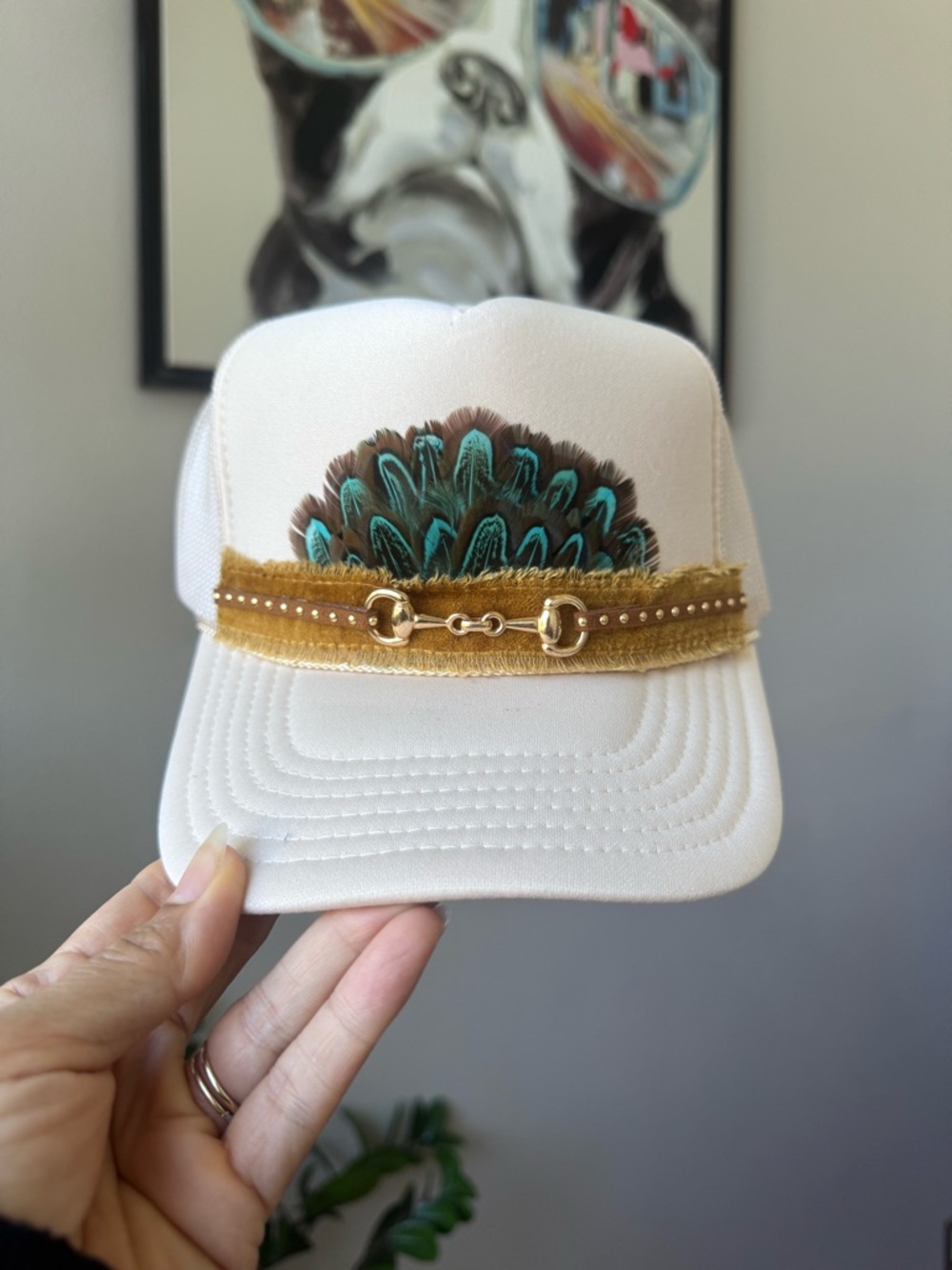 F5 Boho Feather Trucker Hat